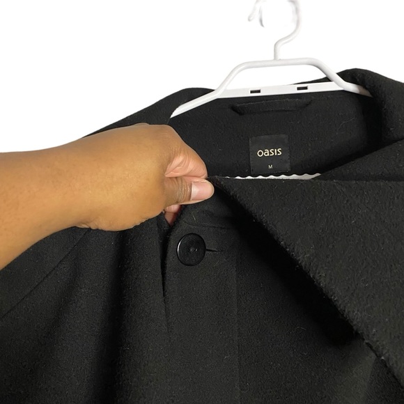 Oasis Women's Black Cape Leather Coat - Picture 7 of 11